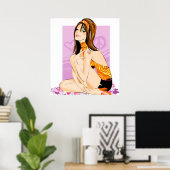 女性座る – ポスター (ホームオフィス)