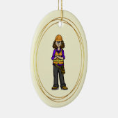 女性建築労働者クリスマスオーナメント セラミックオーナメント (右)