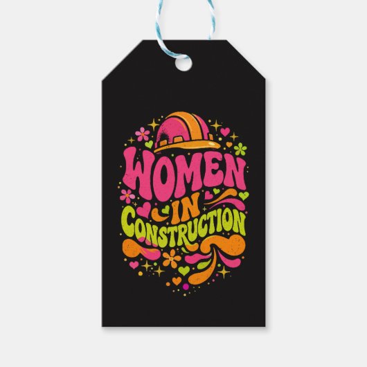 女性建設業界のレトロなエンパワーメント ギフトタグ (正面)
