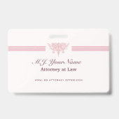 女性弁護士のストライプ高級ロゴ、ピンク·ジャスティス·ロゴ バッジ (Back)