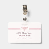 女性弁護士のストライプ高級ロゴ、ピンク·ジャスティス·ロゴ バッジ (Back with Clip)