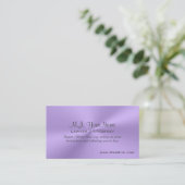 女性弁護士の高級薄紫 名刺 (スタンド正面)