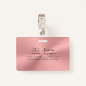 女性弁護士高級ピンクモノグラム バッジ (裏面クリップ)