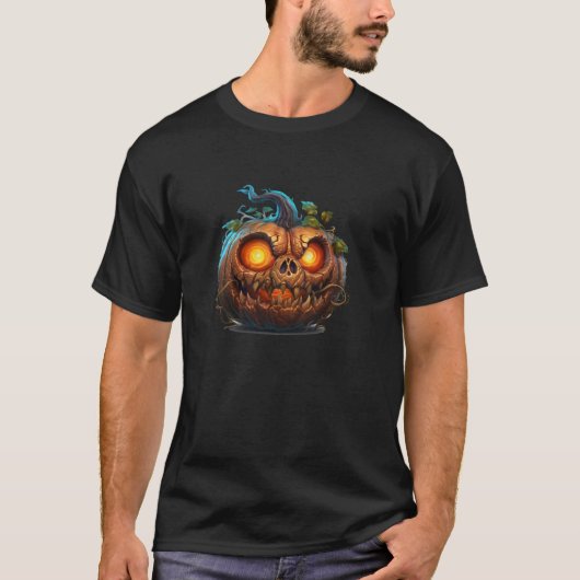 女性怖い不気味なハロウィーンタイムウィッチカボチャ Tシャツ (正面)