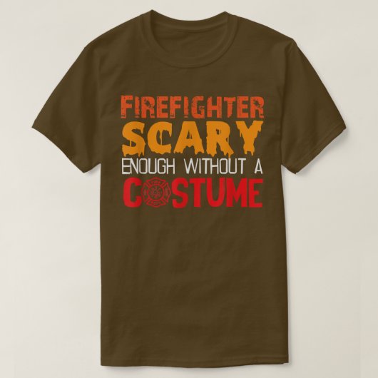 女性怖い消防士不気味なハロウィーンの魔女 Tシャツ (デザイン正面)