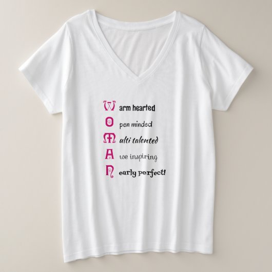 女性感動的文字 プラスサイズTシャツ (デザイン正面)