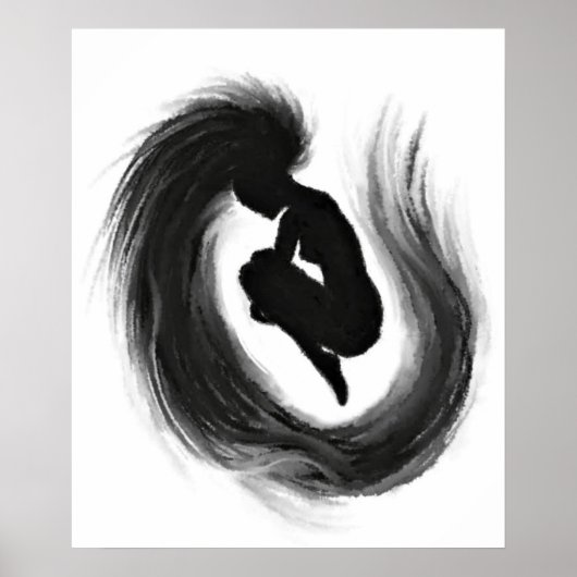 女性感情のジャンプのポスター白黒絵画ズ ポスター (正面)