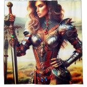 女性戦士 シャワーカーテン (正面)