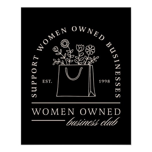 女性所有のビジネスクラブサポートブラック ポスター (正面)