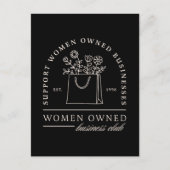 女性所有のビジネスクラブサポートブラック ポストカード (正面)