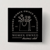 女性所有のビジネスクラブサポートブラック 缶バッジ (正面)