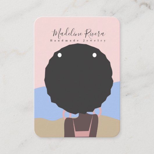 女性手作り職人イヤリングディスプレイカード コーリングカード (正面)