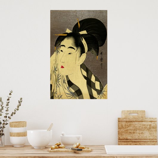 女性払拭顔 ポスター (キッチン)