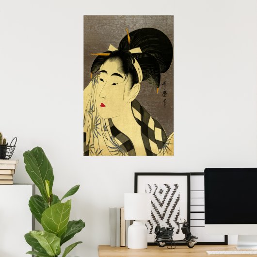 女性払拭顔 ポスター (ホームオフィス)