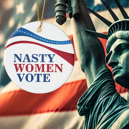 女性扱いにく投票アメリカ国旗フェミニスト政治 セラミックオーナメント