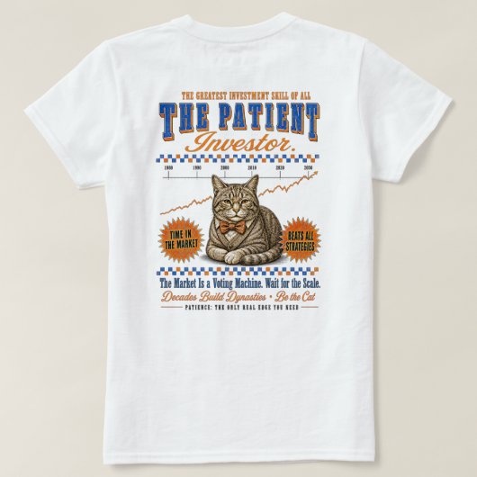 女性投資家ギフト - 数十年かけて王朝を築く Tシャツ (デザイン裏面)