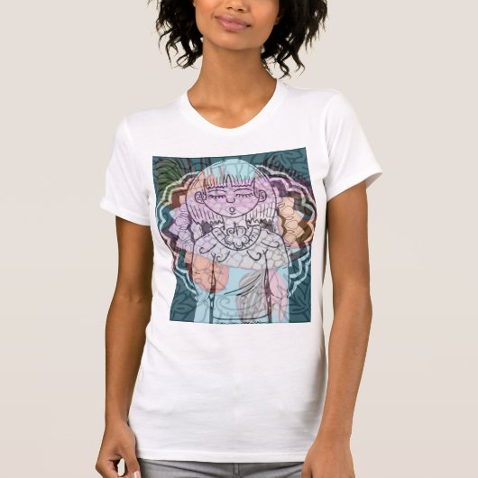 女性抽象芸術吹カラーシャツ Tシャツ (正面)