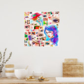 女性抽象芸術照合 ポスター (キッチン)