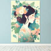 女性抽象芸術 キャンバスプリント (インサイチュ (ウッドフロア))