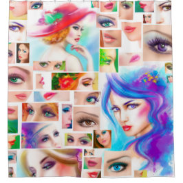 女性抽象芸術 シャワーカーテン