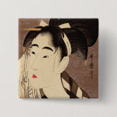 女性拭き汗ヴィンテージアート 缶バッジ (正面)