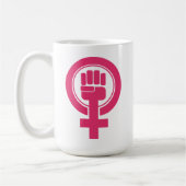女性拳のレジスト記号 コーヒーマグカップ (左)
