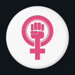 女性拳レジスタシンボル マグネット<br><div class="desc">このシンボルは、女性のジェンダーシンボルでピンクの拳を上げている。</div>