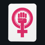 女性拳レジスタシンボル マグネット<br><div class="desc">このシンボルは、女性のジェンダーシンボルでピンクの拳を上げている。</div>