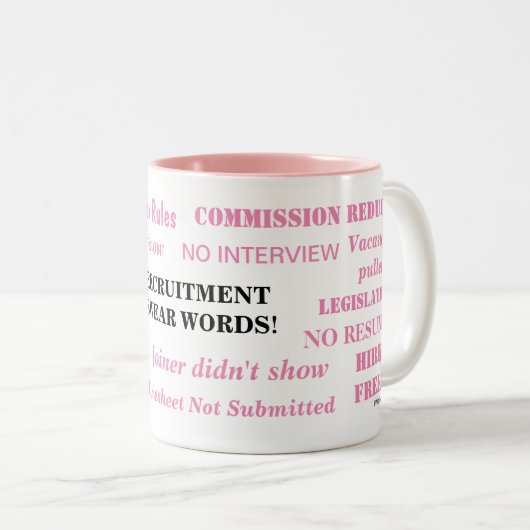 女性採用の誓い言葉のおもしろい採用者 ツートーンマグカップ (正面右)