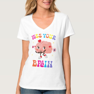 女性教師シャツ、キスあなたの脳教師シャツ Tシャツ