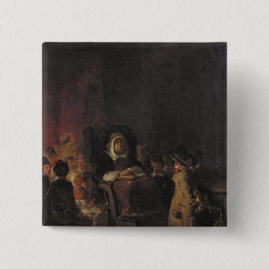 女性教師 缶バッジ (正面)