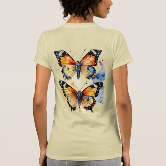 女性数々ののTシャツをバターリーに二色のオーワ Tシャツ (裏面)