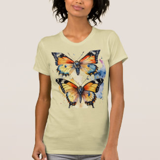 女性数々ののTシャツをバターリーに二色のオーワ Tシャツ