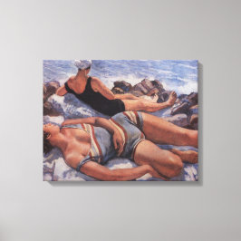 女性日光浴ビーチ(Serebriakova) キャンバスプリント