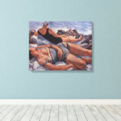 女性日光浴ビーチ(Serebriakova) キャンバスプリント (インサイチュ (ウッドフロア))