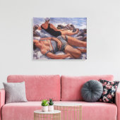 女性日光浴ビーチ(Serebriakova) キャンバスプリント (インサイチュ (リビング))