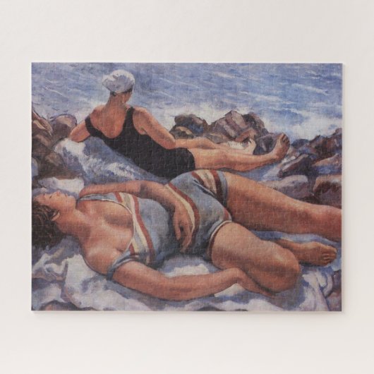 女性日光浴ビーチ(Serebriakova) ジグソーパズル (横)
