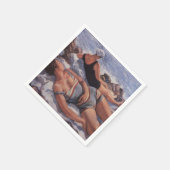 女性日光浴ビーチ(Serebriakova) スタンダードカクテルナプキン (角)
