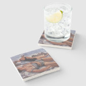 女性日光浴ビーチ(Serebriakova) ストーンコースター (横)