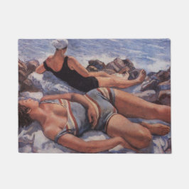 女性日光浴ビーチ(Serebriakova) ドアマット