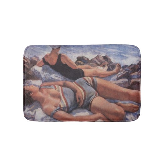 女性日光浴ビーチ(Serebriakova) バスマット (正面)
