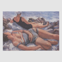 女性日光浴ビーチ(Serebriakova) 薄葉紙