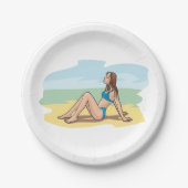 女性日光浴 ペーパープレート (正面)
