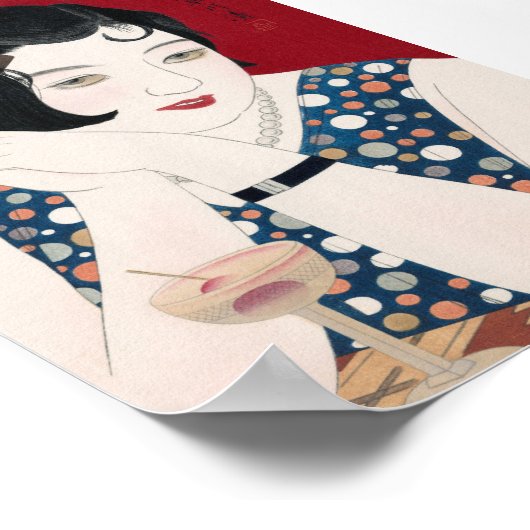 女性日本のポートレートヴィンテージアート ポスター (角)