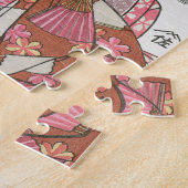 女性日本のヴィンテージ絵を描のアートウッドブロックプリン ジグソーパズル (側面)