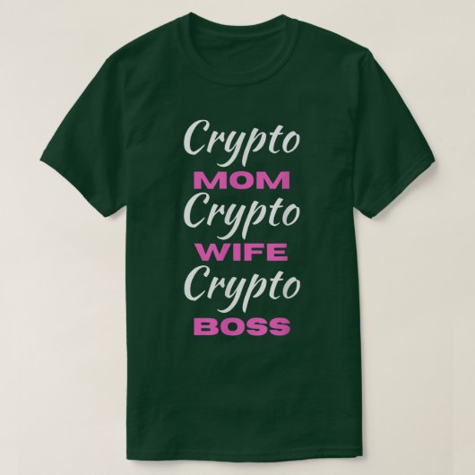 女性暗号ママ妻ボス女おもしろい女Tee Bitcoin Tシャツ (デザイン正面)