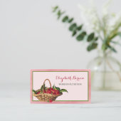 女性栄養ガーリーピンクイチゴQRコード 名刺 (スタンド正面)