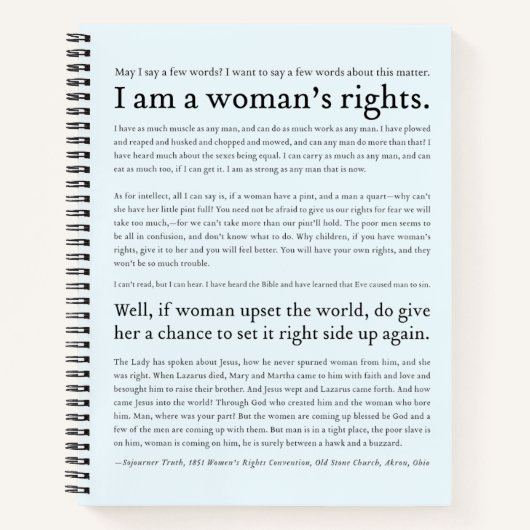 女性権利滞在者真実スピーチ引用文ブルー ノートブック (正面)