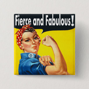 女性権利Rosie The Riveter Steveと素晴らしい 缶バッジ