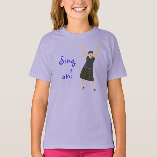 女性歌手のSing On、ガールズ用カラオケTシャツ Tシャツ (正面)